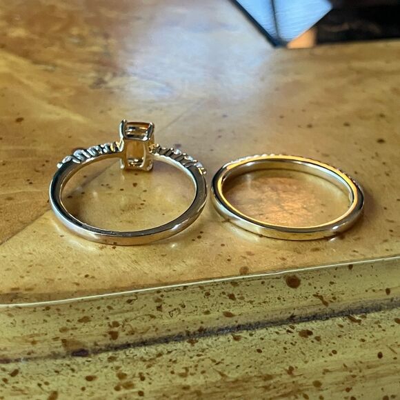 Brazilian Citrine Sterling Silver Ring Set Size 7.75 - Picture 5 of 9